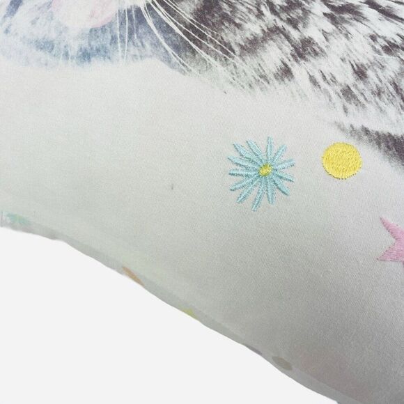 RARE 2016 Pottery Barn Kids 17" Cat Pillow Plush Crown Embroidered Shapes Kitty - Picture 10 of 14